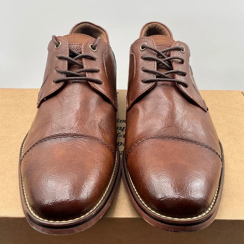 Tommy Hilfiger Mens Cognac Brown Cap Toe Oxford Dress Shoes TMRAIMO